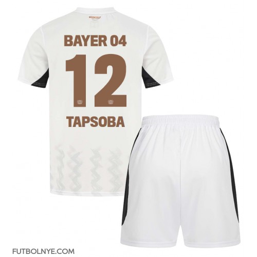 Camiseta Bayer Leverkusen Edmond Tapsoba #12 Visitante Equipación para niños 2024-25 manga corta (+ pantalones cortos)